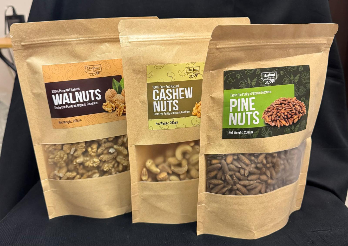 Premium Dry Fruit Gift Basket - Pine Nut, Cashew Nut, Walnut and Almond 4 ITEMS (250g pack Each)